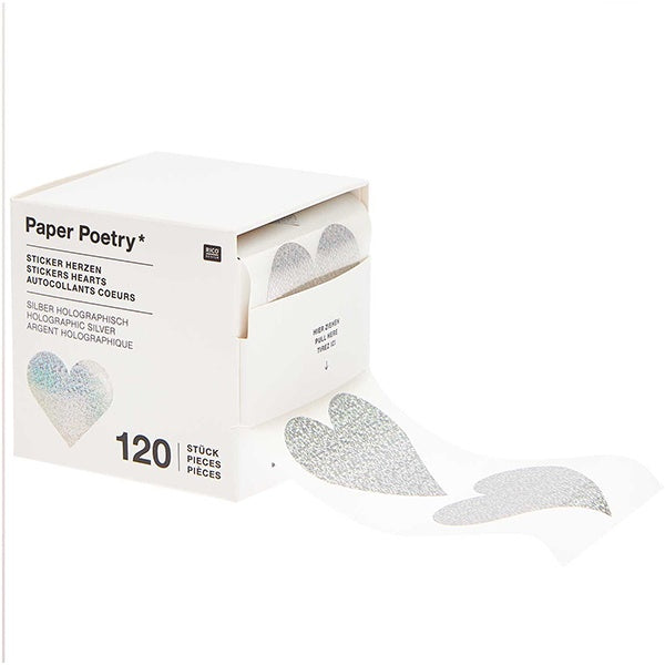 Silver Heart Holographic Stickers