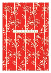 Happy Birthday Red Bamboo Card