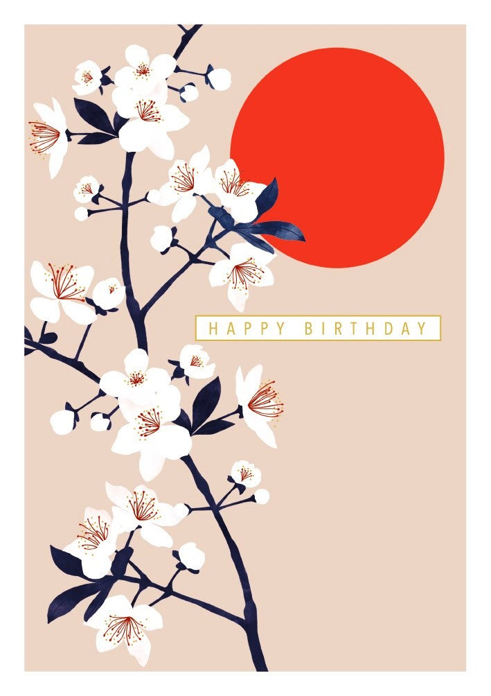 Happy Birthday Large Floral Red Sun Card
