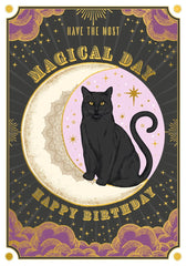 Magical Day Black Cat Birthday Card