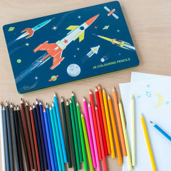 Space Age Set of 36 Colouring Pencils in a Tin