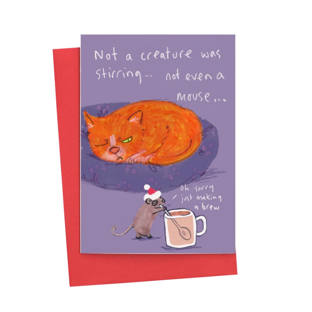 Stirring Mouse Christmas Card
