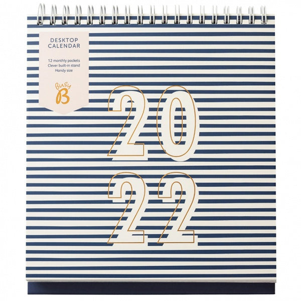 Busy B Desktop Calendar 2022 Navy Stripe