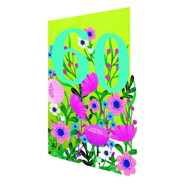 Age 60 Flowers Lasercut Card