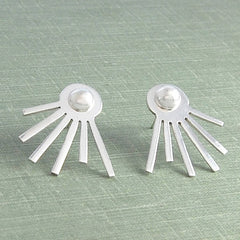 Sun Rays Silver Jacket Earrings
