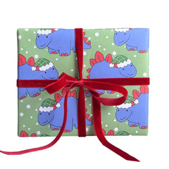 Tartan Dinosaur Christmas Sheet Wrap