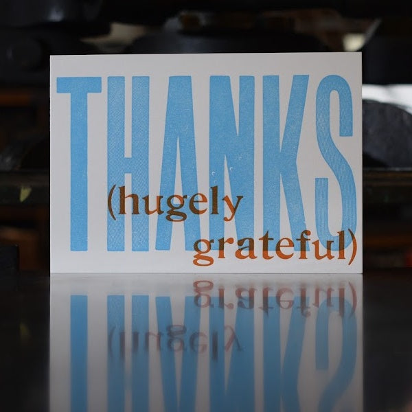 Thanks (Hugely Grateful) Letterpress Thank You Card
