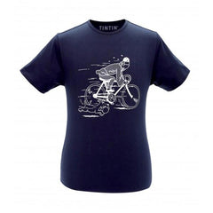 Tintin and Snowy Bike T-Shirt Navy Blue