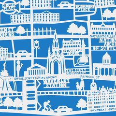 Lasercut A2 Edinburgh New Town Map - White on Blue