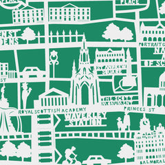 Lasercut A2 Edinburgh New Town Map - White on Green